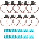 10 Pack ATC/ATO Inline 16 Gauge Waterproof Automotive Blade Fuse Holder with 10 PCS 15A Standard Car Fuses