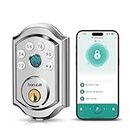 Keyless Entry Door Lock: Hornbill Smart Front Door Lock with Fingerprint Electronic Digital Bluetooth Deadbolt Door Lock with Keypad Code App Alexa Auto Lock for House Apartment Silver