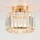 ZYDTRIP Crystal Ceiling Light Fixture Semi Flush Mount Ceiling Lamp Modern Gold Crystal Chandelier for Living Room Hallway Dining Room Kitchen