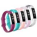 [5 Pack] Sport Bands Compatible with Fitbit Alta HR Bands and Fitbit Alta bands Women Men, Classic Soft Silicone Replacement Wristbands Straps for Fitbit Alta HR/Fitbit Alta (5 Pack D, Large)