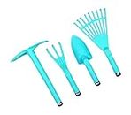 Mintra Garden Tool Set, 4 Piece Heavy Duty Gardening Tools Including Cultivator, Trowel, Shovel & Rake, Durable Poly Material & Non-Slip Handle, Garden Hand Tools Set for Gardening Gift, Teal