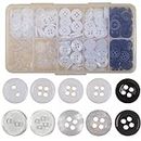 OELFFOW 200Pcs Resin Buttons Children's Sweater Shirt Sewing Buttons, 11.5mm Transparent Round 4-Hole Buttons Decorative Button Accessories with Storage Box, for Variety Clothing Sewing, DIY Craft