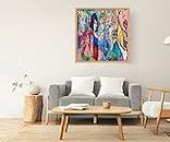 VERRE ART Wooden Floater Framed Canvas - Wall Decor for Living Room, Bedroom, Office, Hotels, Drawing Room (22in X22in) - Benjamin's Ladies