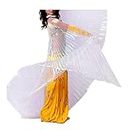 Wuchieal Women's 2 Sticks & Belly Dance Costume Angle Isis Wings (White)