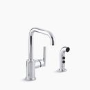 KOHLER K-7511-CP Purist Kitchen Sink Bar Faucet, Swing Spout with Spray, Chrome
