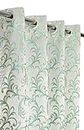 FAB CASTLE Premium Room Darkening Jacquard Leaf Design Curtains for Long Door 8 Feet, Set of 1, Aqua