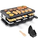 AVEDIA Korean Indoor Electric Grill - 1300W Smokeless & Portable BBQ Raclette Grill Table with 8 Cheese Maker Pans, Non-Stick Griddle Plate & Adjustable Temperature Control