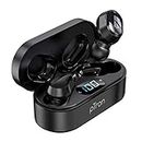 pTron Bassbuds Plus in Ear True Wireless Stereo Earbuds with Mic, Deep Bass Bluetooth Headphones, Voice Assistance, IPX4 Sweat & Water Resistant TWS, 12Hrs Battery & Fast Charge (Black)