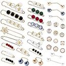 35 Pcs Pearl Brooch, Sweater Shawl Hat Clip Neckline Pins Double Faux Pearl Brooches for Women Girls Fashion Cover Up Buttons Clothing Dresses Decoration Accessories Pant Waist Tightener Safety Pins