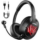 Eksa E3 Mobile Virtual 7.1 Surround Gaming Wired Over Ear Headphones With Mic -3.5Mm For Switch, Computer With Detachable Noise Cancelling, Ultra Lightweight Comfortable Usb Gaming (Red)