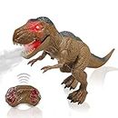 HANMUN Dinosaurier mit Fernbedienung für Kinder, Spielzeug – Roboter RC Tyrannosaurus mit leuchtenden Augen, Lauffunktion, brüllend, sprühen, Töne und hell, für Jungen und Mädchen