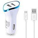 Car Charger for Samsung Galaxy S Duos Car Charger Adapter Socket Dual USB Port Kit | Rapid Quick Mobile Car Charger with Micro USB Fast Charging Cable (3.1 Amp, N5-5, Multi)