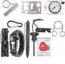 TrekEaze Camping Kit 11 in 1 - Outdoor Survival Gear Tool with Bracelet, Fire Starter, Whistle, Compass, Flashlight, Etc.