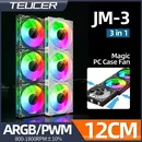 Teucer JM-3 120mm 3in1 Magic Wire free splicing PWM ARGB PC Case Fan Desktop Chassis for CPU Water