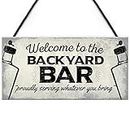 RED OCEAN Backyard Bar Garden Hanging Plaque Alcohol Man Cave Vintage Beer Gin Shed Sign Decor Gift
