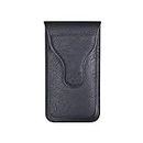 ConnectPoint Black Texture 2 Pocket Pouch Waist Holster Pouch Genuine Leather Holster Double Mobile Pouch Belt Clip Cases Waist Bag Pack Compatible for Nokia 2