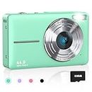 AiTechny Digital Camera for Teens, 1080P FHD Kids Camera 44MP Point and Shoot Digital Camera with 32GB Card, 16X Zoom, Anti-Shake, Small Compact Camera Gift for Kids Boys Girls(Green)