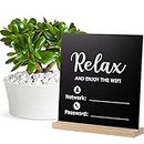 WiFi Pattern Password Wooden Sign Chalkboard Table Centerpieces Decoration Wooden Framed Sign Wood Photo Block Holder Plaque Chalkboard Style Wooden Freestanding Sign for Home or Business