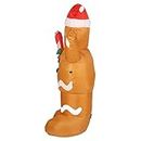 Inflatable Christmas Snowman, Bright Color Christmas Inflatable Gingerbread Man Windproof 1.5m Height Excellent Sewing Cute with Candy Canes for (EU Plug 220‑240V)