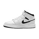 Air Jordan 1 Mid Big Kids' Shoes (DQ8423-132, White/Black-White-Black) Size 6