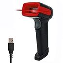 LENVII Wired Barcode Scanner 2D | Plug and Play QR Code Scanner | Handheld Barcode Reader 1D Bar Code Scanner for Shop,Supermarket, Logistics, Library | Compatible with 1D/2D Barcode Reading - Red