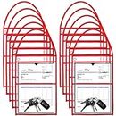 Epakh 30 Pack Work Order Plastic Sleeves Repair Order Sleeves 9 x 12 Inch Work Order Holder Pockets Job Ticket Holders Dry Erase Shop Ticket Holders with Hanging Strap, Both Sides Clear(Red)