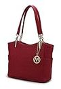 MKF Collection Signature Tote Bag for Women, Shoulder bag Vegan Leather Top-Handle Handbag Purse, Tinsley Red, Large