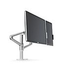 ThingyClub® Adjustable Aluminium Universal Tablet & Monitor Desk Mount Dual Arms Stand Bracket with Tilt and Swivel (Tablet & Monitor, Silver)
