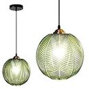 YAGFYg Pendant Lights E27 Pendant Ceiling Light Green Glass Shade Easy Fit Lighting Lampshade Art Deco Hanging Lights for Kitchen Island Dining Room Loft Coffee Bar, 25cm