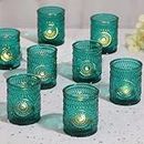 Lanttu Green Votive Candle Holder Set of 12, Glass Tea Lights Candle Holders for Wedding Table Centerpieces, Birthday Parties, Home Decor and Holiday Decor