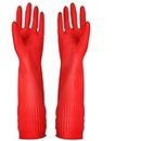 Lot de 3 paires de gants de nettoyage en caoutchouc, imperméables, réutilisables, (rouge, taille S)