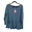 Avani Del Amore Small Pocket Tunic Top Womens Small Teal Blue Lagenlook NEW