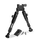 BAIZE Foldable Rifle Bipod with Sling Swivel Stud Adaptor, Adjustable Height 6.2-6.7 Inches Picatinny Rail Bipod with 2 Pcs Sling Swivel Screw Studs, Hunting Shooting Accessories