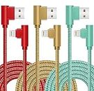 iPhone Charger, [Apple MFi Certified] 3 Pack 6ft 90 Degree iPhone Charger Fast Charging Cord Apple Chargers for iPhone Nylon Braided Compatible for iPhone 14/13/12/11 Pro MAX/XR/XS/8/7/Plus/6S/SE