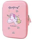 New era by sanchi Magical Unicorn Theme 3D EVA Hardtop Pencil Case with Compartments - Kids Large Capacity School Supply Organizer Students Stationery Box - Girls Boys Pen Pouch - Pink