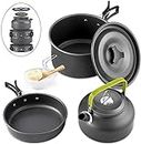 Queta 10-Piece Cookware Kit Picnic Pots Cookware Camping Set for Camping Outdoor Hiking Picnic BBQ, Foldable Camping Pots, Fda Certified