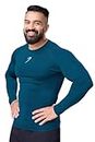 FUAARK Men's Full Sleeve Compression T-Shirt - Athletic Base Layer for Fitness, Cycling, Training, Workout, Tactical Sports Wear (X-Large, Teal)