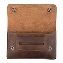Hide & Drink, Flat Tobacco Pouch Handmade from Full Grain Leather, Smoking Case, Classic Style, Smoking Essentials :: Bourbon Brown