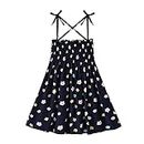 Toddlers Baby Girl Summer Dress Clothes Flowers Increspature Bretelle Abiti Backless Princess Summer Dress Gioca Vestiti (Navy Blue, 2-3T)