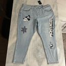 Disney Pants & Jumpsuits | Disney Mickey Mouse Steamboat Willie Mom Jeans Plus Size 20 | Color: Black/Blue | Size: 20
