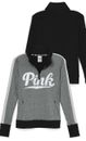 Victorias Secret Pink Ultimate Half Zip Mock S Script Gray Black White Jacket