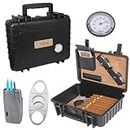 TOIKA Black Cigar Travel Carrying Case with Cutter and Lighter Gift Set - Waterproof,Crushproof -Holds up to 30 Cigars