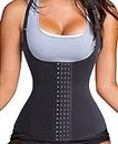 Nebility Women's Waist Trainer Work Out Corset Tummy Control Shapewear Compression Vest Body Shaper (S, Black)