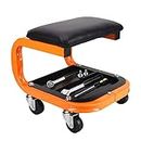 awagas Heavy Duty Rolling Creeper Garage Shop Seat Rolling Garage Stool Big Padded Mechanic Seat Mechanics Stool with Segmented Tool Tray Storage and 4 Rubber Swivel Casters - 400 lbs Capacity