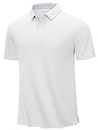 TACVASEN Mens White Polo Shirts Short Sleeve Pique Cooling Golf Polo Shirts for Men Moisture Wicking Soft Collared Shirt Tennis Polo T Shirts XL