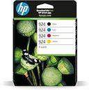 HP 924 (‎6C3Z1NE) Multipack Original Druckerpatrone, Schwarz und Farben, 1xSchwarz, 1xCyan, 1xMagenta, 1xGelb für HP OfficeJet Pro 8124e, 8122e, 8132e, 8135e, 8134e, 8125e All-in-One-Drucker