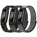 Puhuite Nylon Bands Compatible for Fitbit Inspire 3/Inspire 2/Inspire/Inspire HR/Ace 3/Ace 2 Bands, Breathable Sport Replacement Straps Soft Adjustable Solo Loop Nylon Wristband for Women Men Kids