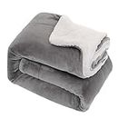 niumanery Sherpa Flannel Fleece Reversible Blanket Extra Soft Plush Throw Size Fuzzy Quilt Grey