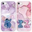 2 Pack Cute Cartoon Case for Apple iPhone 6 Plus Cases 5.5",Kawaii Anime Character Movie Girly Marble Cover for Women Girls Boys,Soft TPU Shockproof Protective Funda for iPhone 6 Plus Purple Pink