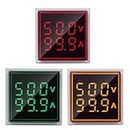 Microtail Direct AC Voltage/Current Meter LED Display Voltmeter-Ammeter Range 600V, 0-100A, (Red-Yellow-Green) Combo